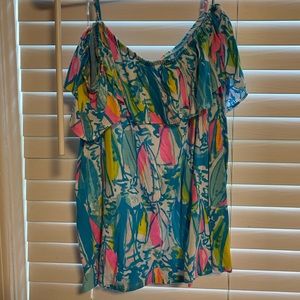 Beach and bae Lilly Pulitzer off the shoulder top